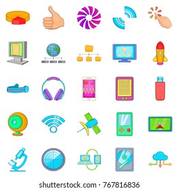 Mobile dev icons set. Cartoon set of 25 mobile dev vector icons for web isolated on white background