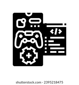 vector de icono de glifo de juego de desarrollo móvil. signo de juego de desarrollo móvil. ilustración de símbolo aislado