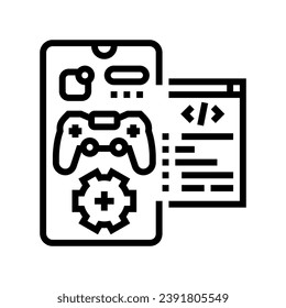 mobile development game line icon vector. mobile development game sign. isolated contour symbol black illustration