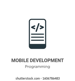 Mobile development glyph icon vector on white background. Flat vector mobile development icon symbol sign from modern programming collection for mobile concept and web apps design.