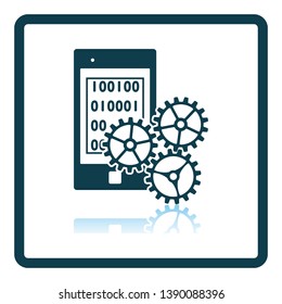 Mobile Development Icon. Square Shadow Reflection Design. Vector Illustration.