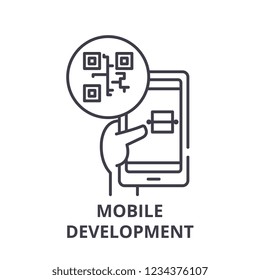 Mobile development line icon concept. Mobile development vector linear illustration, symbol, sign