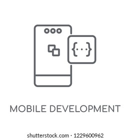 Mobile development linear icon. Modern outline Mobile development logo concept on white background from Programming collection. Suitable for use on web apps, mobile apps and print media.