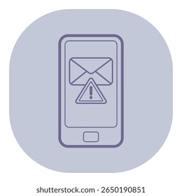 Mobile device with alert notification, envelope and warning symbol on screen. Concept of communication and potential issues that may require attention
