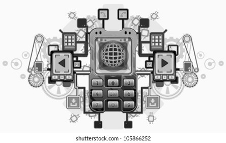 Mobile device crest vector design, over white, isolated