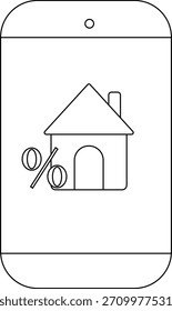 Mobile device displaying a house icon overlaid with a percentage sign