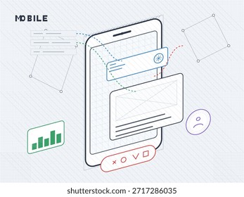 A mobile device displays notifications and messages that indicate user interaction in a digital workspace. Various icons represent communication and progress.