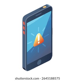 Mobile device error alert isometric design for app ui and ux development and graphic design element