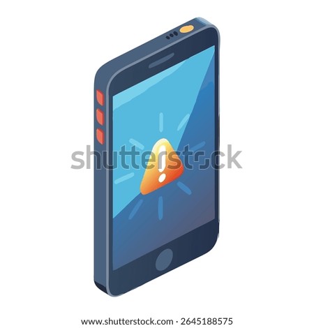 Mobile device error alert isometric design for app ui and ux development and graphic design element
