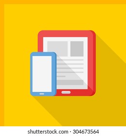 mobile device icon - vector , eps10 (flat icon , long shadow)