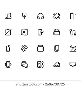 Mobile Device Icons with line style, perfect for user interface projects