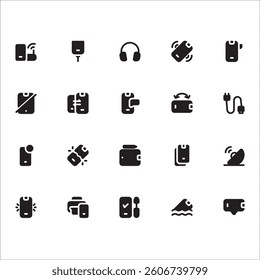 Mobile Device Icons with solid style, perfect for user interface projects