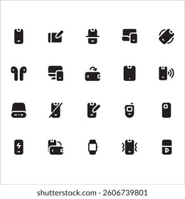 Mobile Device Icons with solid style, perfect for user interface projects