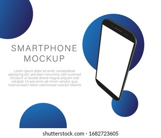 Mobile device mockup. Smartphone frame less blank screen, 3d isometric illustration cell phone. Rotated position, smartphone perspective view. 