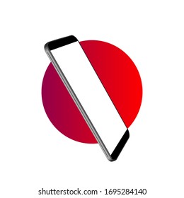 Mobile device mockup. Smartphone frame less blank screen, 3d isometric illustration cell phone. Rotated position, smartphone perspective view. 