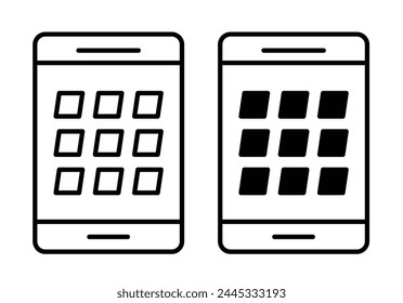 Mobile Device Notch Icon Set. Smartphone Screen Feature Symbols.