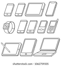 Mobile device outline illustration isolated over white background