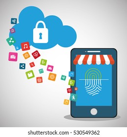 mobile device password store online cloud secure vector illustration eps 10