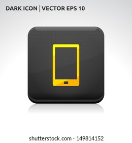 Mobile device smart phone icon | color dark black gold yellow | icon set | abstract vector symbol | template design | shadows shiny | business button | abstract 3d