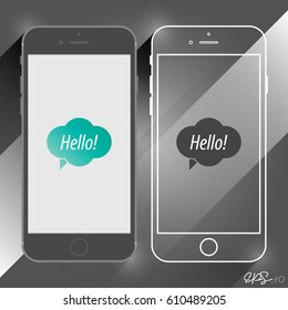 Mobile Device Smartphone Template. Vector Elements. Isolated Phone Flat Illustration. EPS10