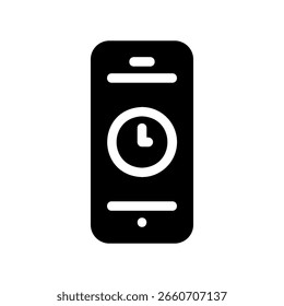 Mobile Device with Time Shown on Screen Symbol