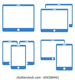Mobile Device vector icon clip art. Collection style is cobalt flat symbols on a white background.