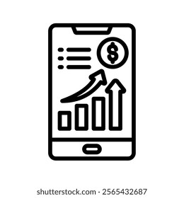 Mobile Device Vector Lineal Icon On White Background.