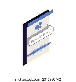 Mobile device with voice assistant isometric icon vector illustration