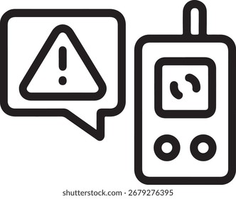 Dispositivo móvil con notificación de icono de alerta de advertencia