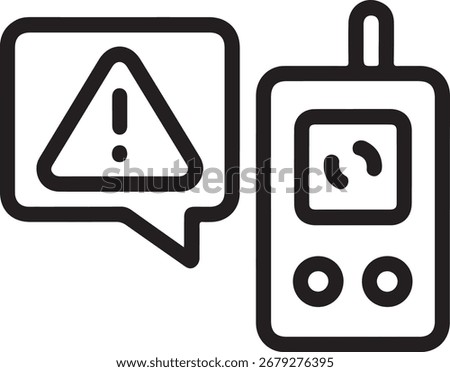 Mobile device with warning alert icon notification