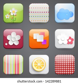 Mobile devices apps icons set. Vector illustration