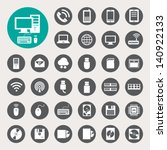 Mobile devices , computer and network connections icons set. Illustration eps 10
