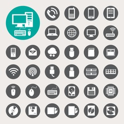 Mobile Devices , Computer And Network Connections Icons Set. Illustration Eps 10