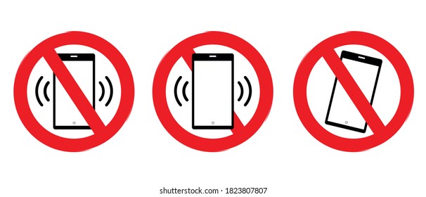 Mobile Devices Forbidden Set - Editable Vector Illustrations - Isolated On White Background