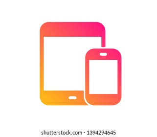 Mobile Devices icon. Smartphone and Tablet PC signs. Touchscreen gadget symbols. Classic flat style. Gradient mobile devices icon. Vector