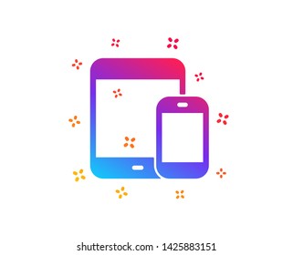Mobile Devices icon. Smartphone and Tablet PC signs. Touchscreen gadget symbols. Dynamic shapes. Gradient design mobile devices icon. Classic style. Vector