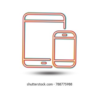Mobile Devices icon. Smartphone and Tablet PC signs. Touchscreen gadget symbols. Colourful graphic design. Vector