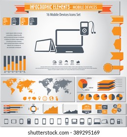Mobile Devices - infographic elements and Icon set.