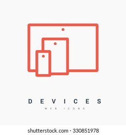 Mobile devices isolated minimal single flat linear icon. Line vector icon for websites and mobile minimalistic flat design. Modern trend concept design