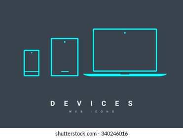 Mobile devices isolated minimal single flat linear icon. Line vector icon for websites and mobile minimalistic flat design. Modern trend concept design