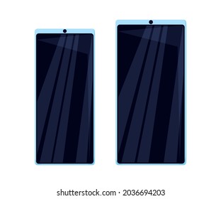 Mobile devices isolated in white background. Set with smartphones front view. Flat vector illustration