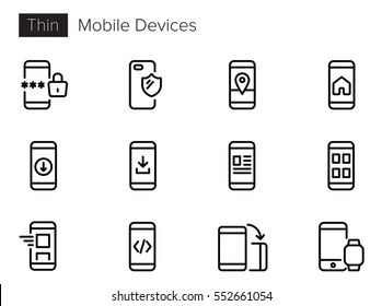 Mobile Devices Line Vector icons set