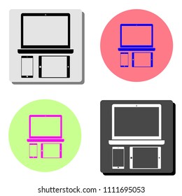 Mobile devices. simple flat vector icon illustration on four different color backgrounds