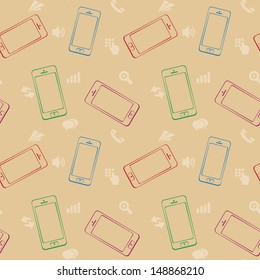 Mobile Devices, Smartphone, Seamless Pattern Background