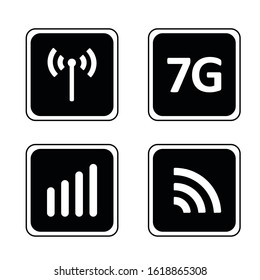 Mobile devices telecommunication business web networking. 7th Generation Wireless Internet Network Connection Information Technology. 7G vector icon.