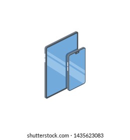 Mobile Devices. Vector 3d isometric color icon new flat style. Creative illustration, idea for infographics.