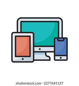 Mobile devices  vector filled outline Icon Design illustration. SEO Development And Marketing Symbol on White background EPS 10 File