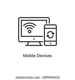 Mobile Devices vector outline Icon Design illustration. Internet of Things Symbol on White background EPS 10 File