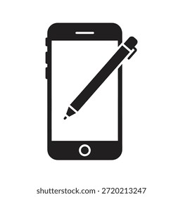 Vector sólido del glifo del símbolo del dibujo digital móvil para el diseño de la pluma de la aguja del smartphone y la creación electrónica del arte del boceto de la pantalla
