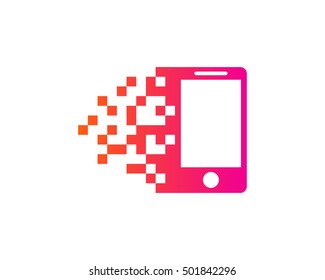 Mobile Digital Pixel Logo Design Template